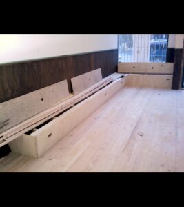 Plank floor and bench